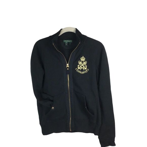 Lauren Ralph Lauren Sweaters - Lauren Ralph Lauren Black Zip Up With Gold Emblem